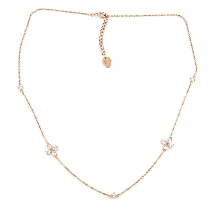 Rose Gold Crystal Flowers & Gems Choker Necklace - ZuZu Jewellery