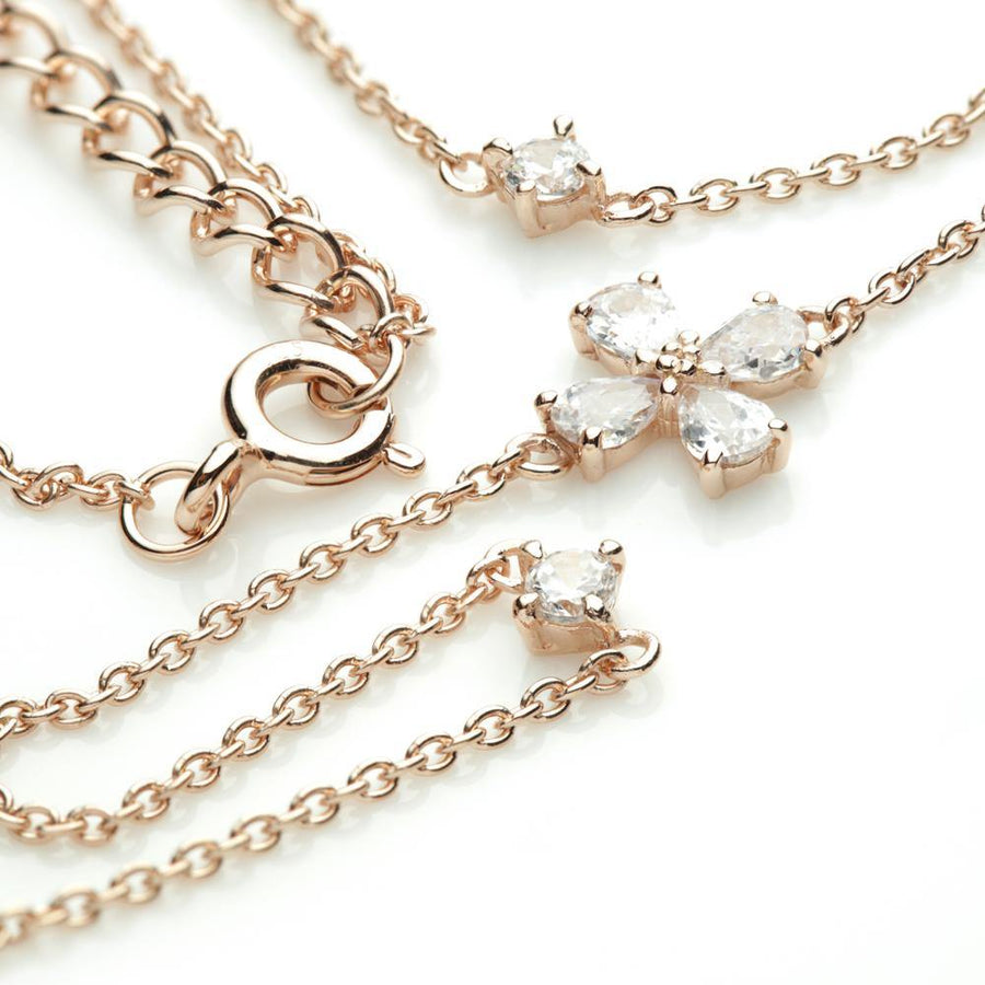 Rose Gold Crystal Flowers & Gems Choker Necklace - ZuZu Jewellery