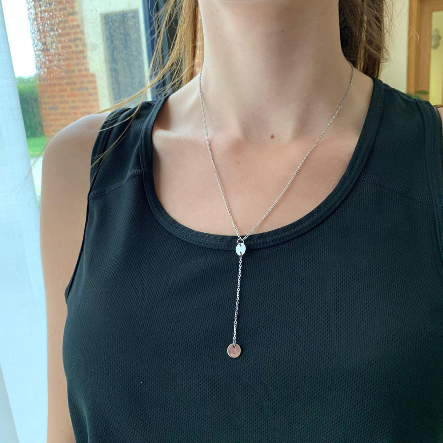 Steel Circle Lariat Necklace - ZuZu Jewellery