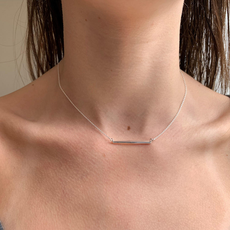Sterling Silver Bar Choker Necklace - ZuZu Jewellery