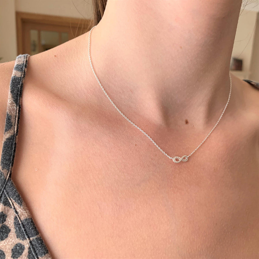 Sterling Silver Crystal Infinity Choker Necklace - ZuZu Jewellery