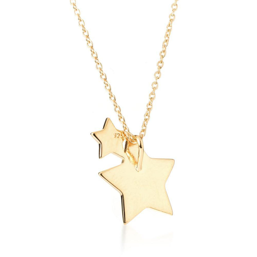 Gold Double Star Pendant Necklace - ZuZu Jewellery