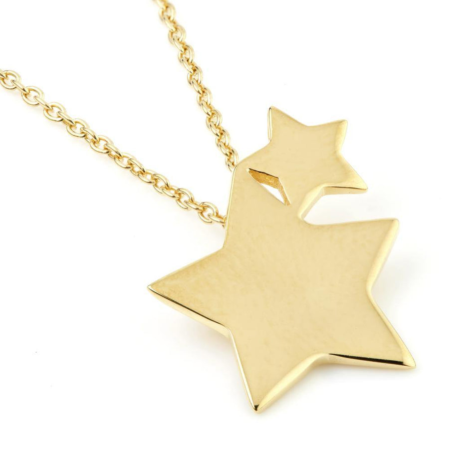 Gold Double Star Pendant Necklace - ZuZu Jewellery