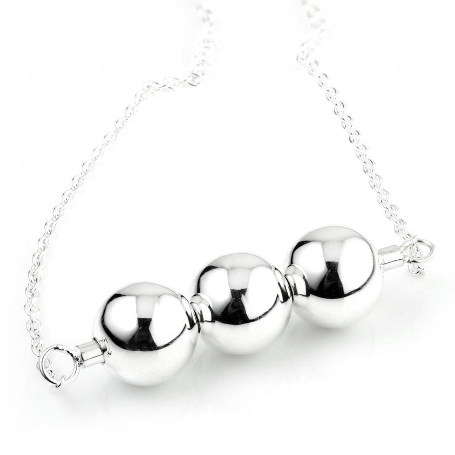 Sterling Silver Triple Orb Choker Necklace - ZuZu Jewellery