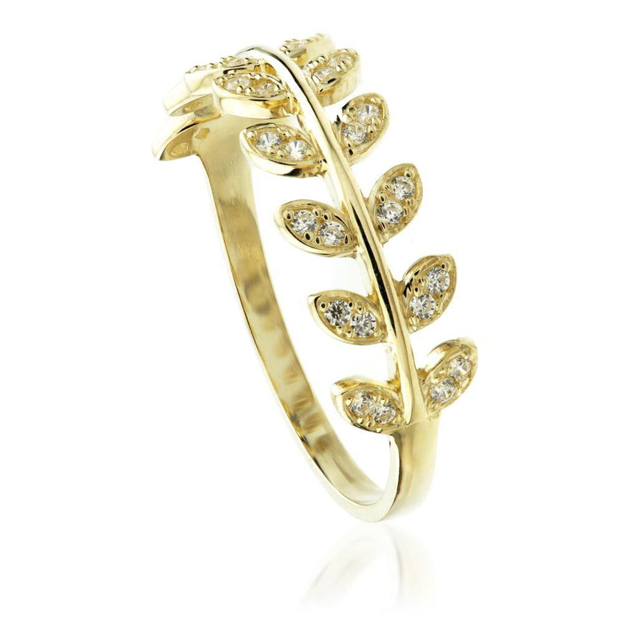 9ct Gold Crystal Leaf Ring - ZuZu Jewellery