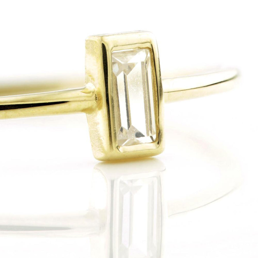 9ct Gold Crystal Rectangle Ring - ZuZu Jewellery