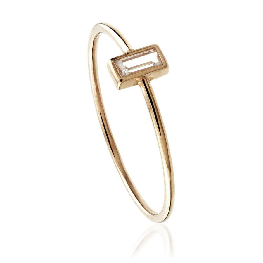 9ct Rose Gold Crystal Rectangle Ring - ZuZu Jewellery
