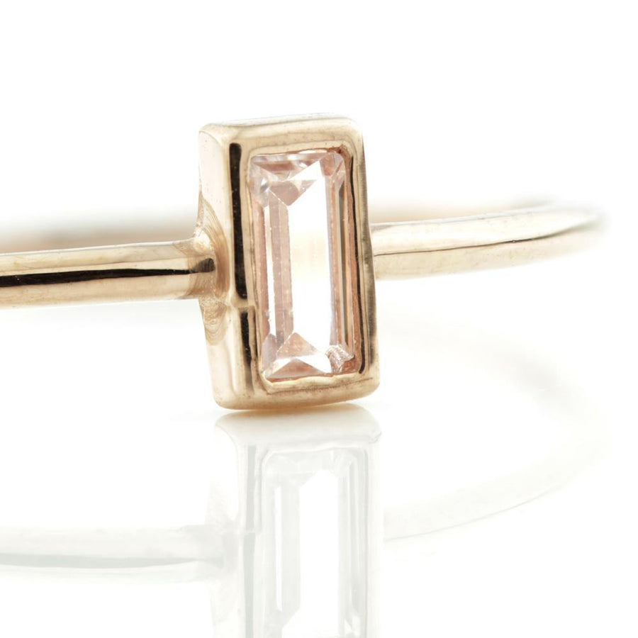 9ct Rose Gold Crystal Rectangle Ring - ZuZu Jewellery