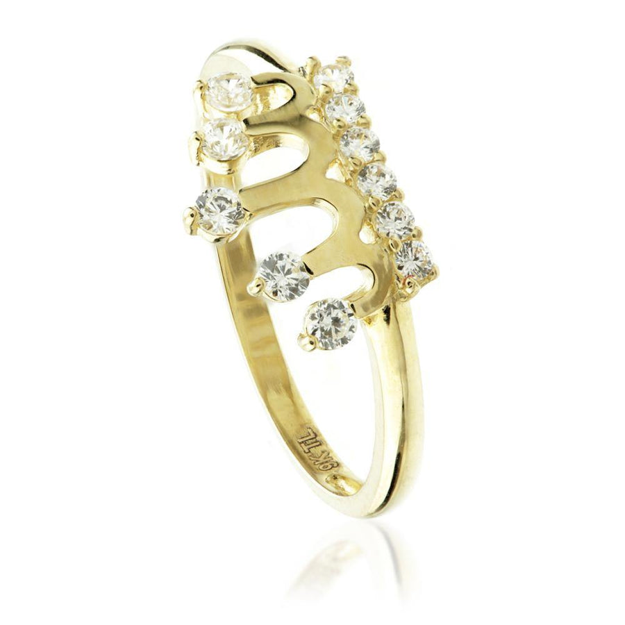 9ct Gold Crown Ring with Crystals - ZuZu Jewellery