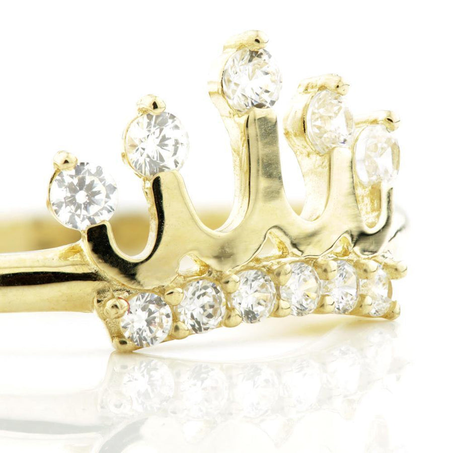 9ct Gold Crown Ring with Crystals - ZuZu Jewellery