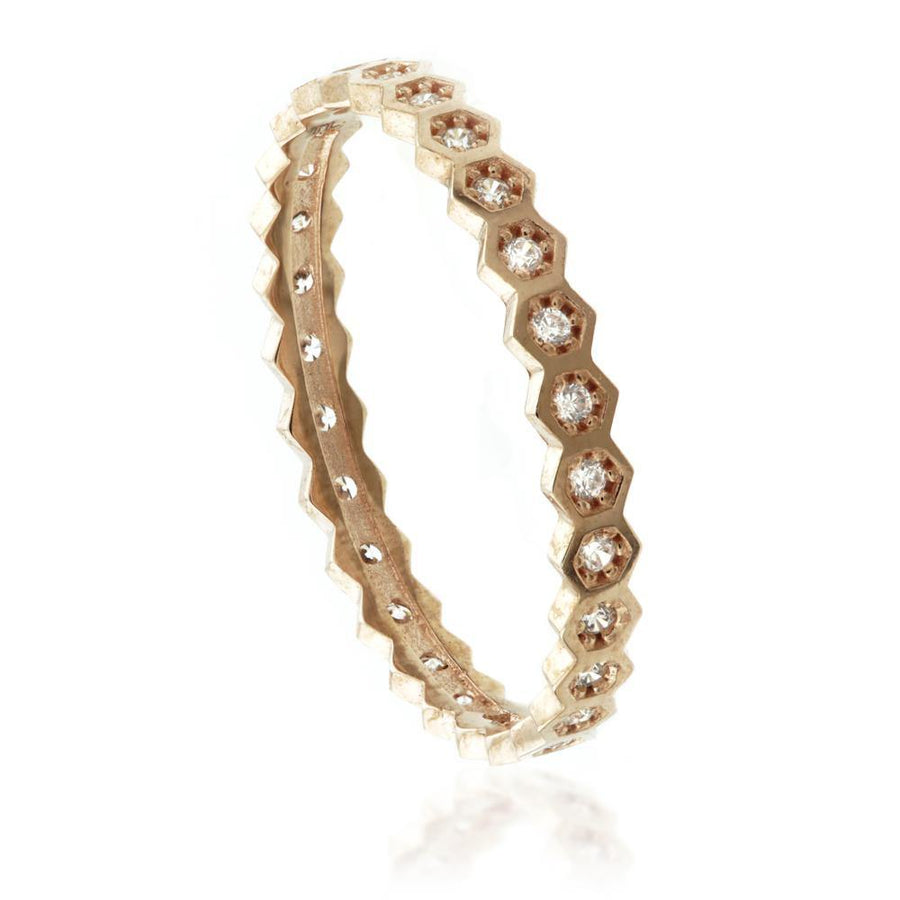 9ct Rose Gold Crystal Hexagon Stacking Ring - ZuZu Jewellery
