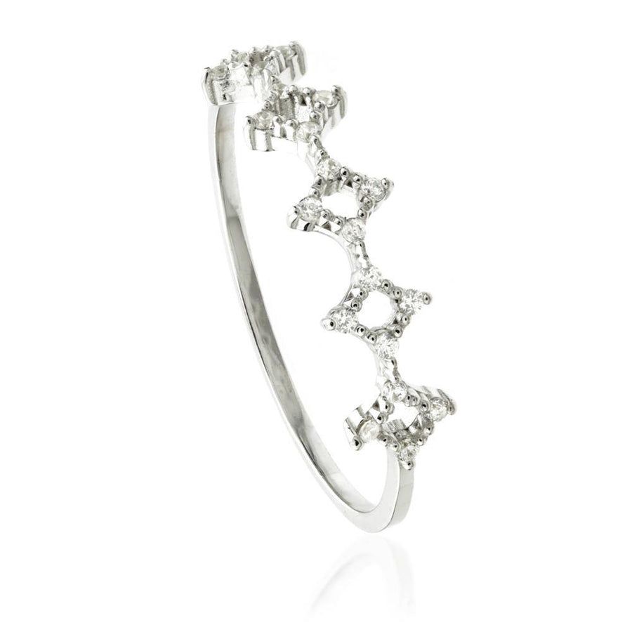 9ct White Gold Open Crystal Stacking Ring - ZuZu Jewellery
