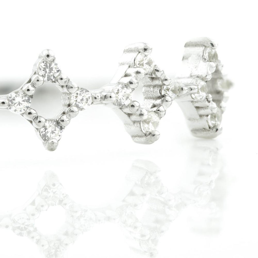 9ct White Gold Open Crystal Stacking Ring - ZuZu Jewellery
