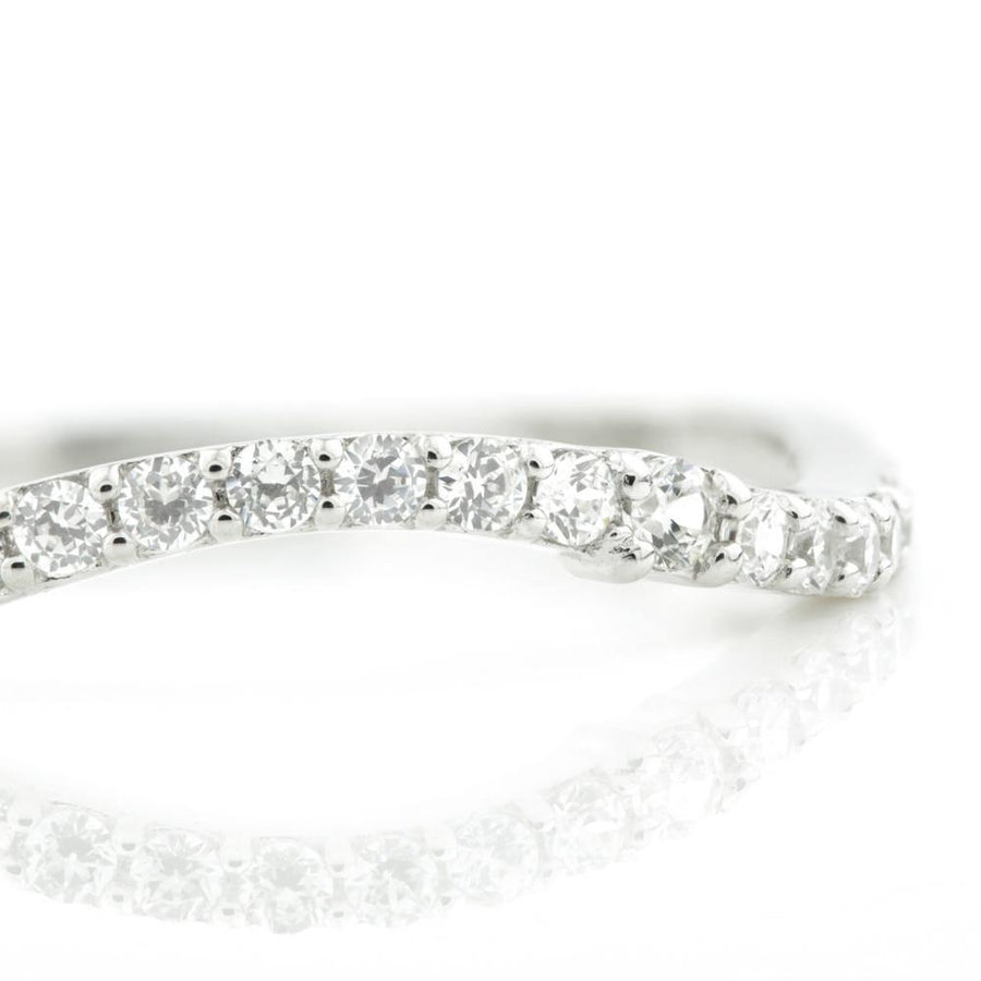 9ct White Gold Crystal Curved Stacking Ring - ZuZu Jewellery