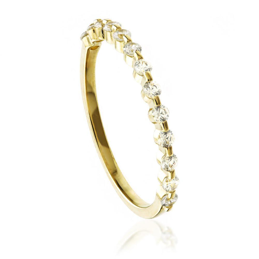 9ct Gold Simple Crystal Stacking Ring - ZuZu Jewellery
