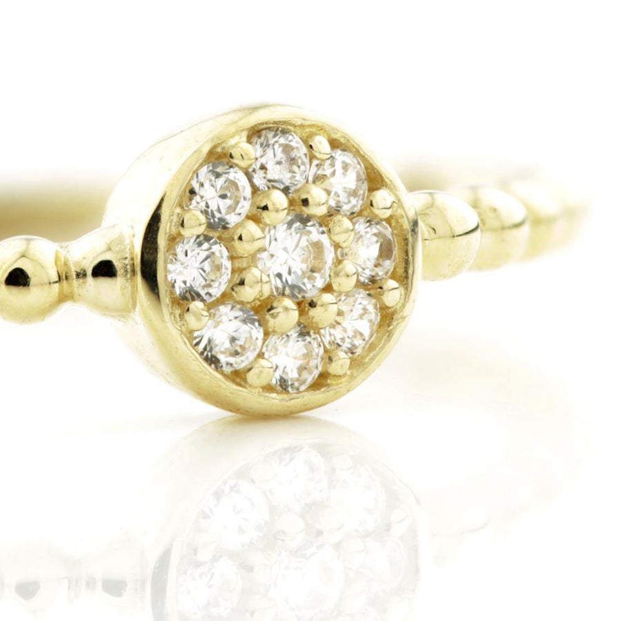 9ct Gold Round Pave Crystal Stacking Ring - ZuZu Jewellery