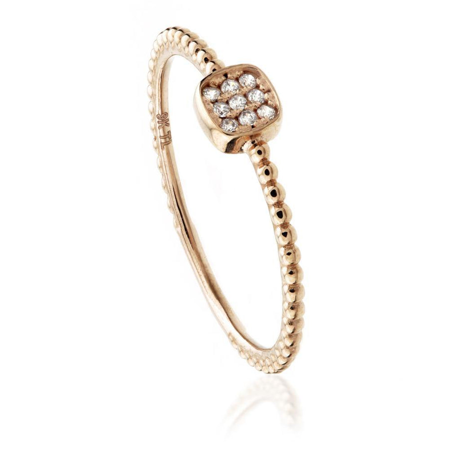 9ct Rose Gold Pave Square Crystal Stacking Ring - ZuZu Jewellery