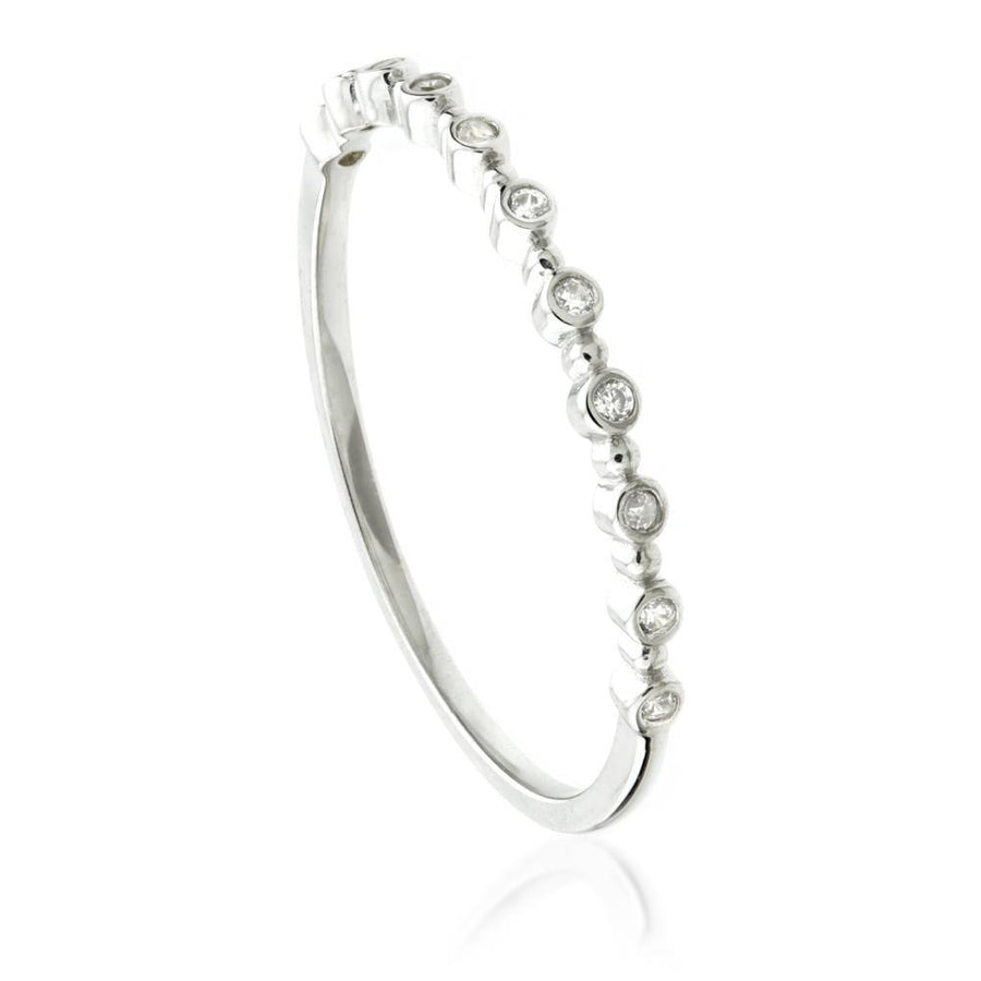 9ct White Gold Round Crystal Stacking Ring - ZuZu Jewellery