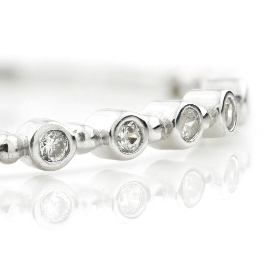 9ct White Gold Round Crystal Stacking Ring - ZuZu Jewellery