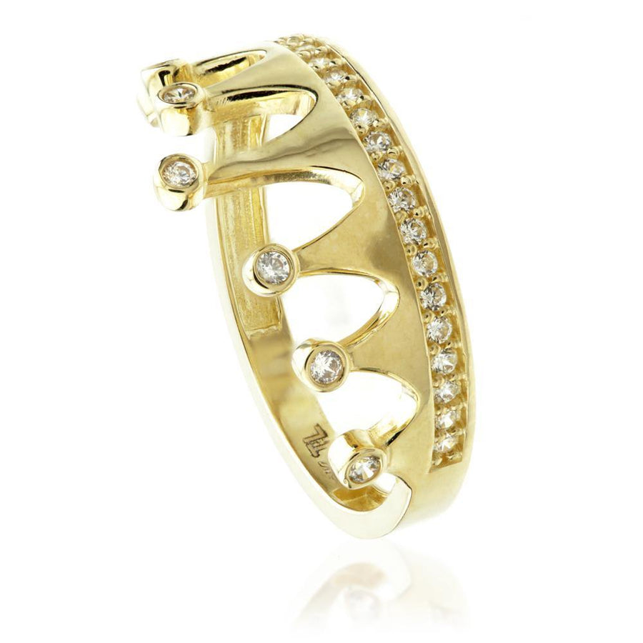 9ct Gold Crystal Princess Tiara Ring - ZuZu Jewellery