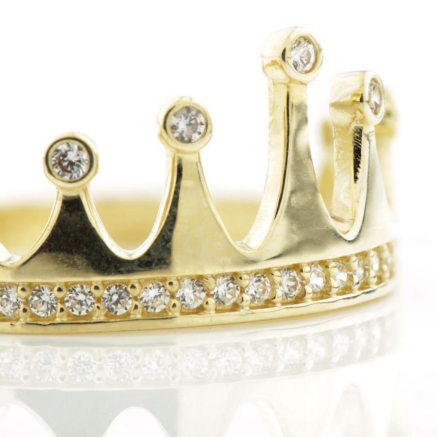 9ct Gold Crystal Princess Tiara Ring - ZuZu Jewellery