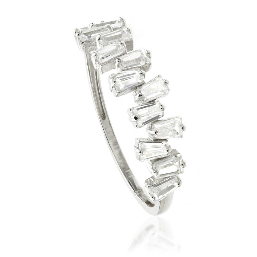 9ct White Gold Rectangle Gem Statement Ring - ZuZu Jewellery