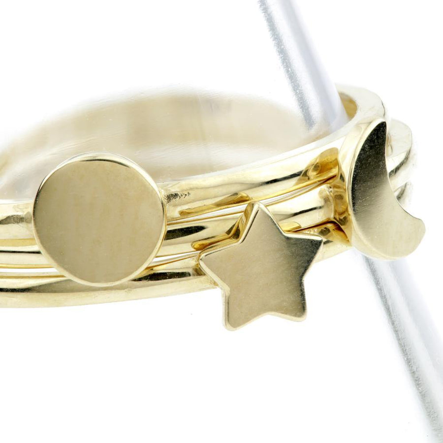 9ct Gold Multi Shape Triple Stacking Ring Set (3 Rings) - ZuZu Jewellery