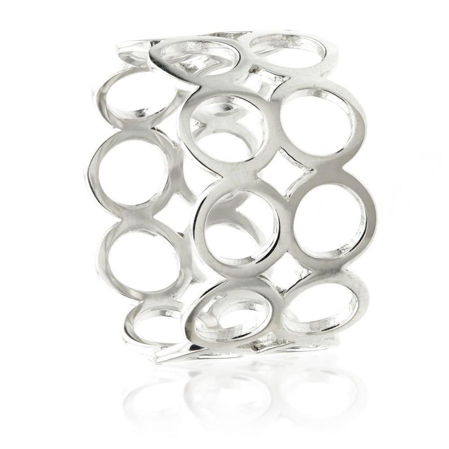 9ct White Gold Open Circle Band Statement Ring - ZuZu Jewellery