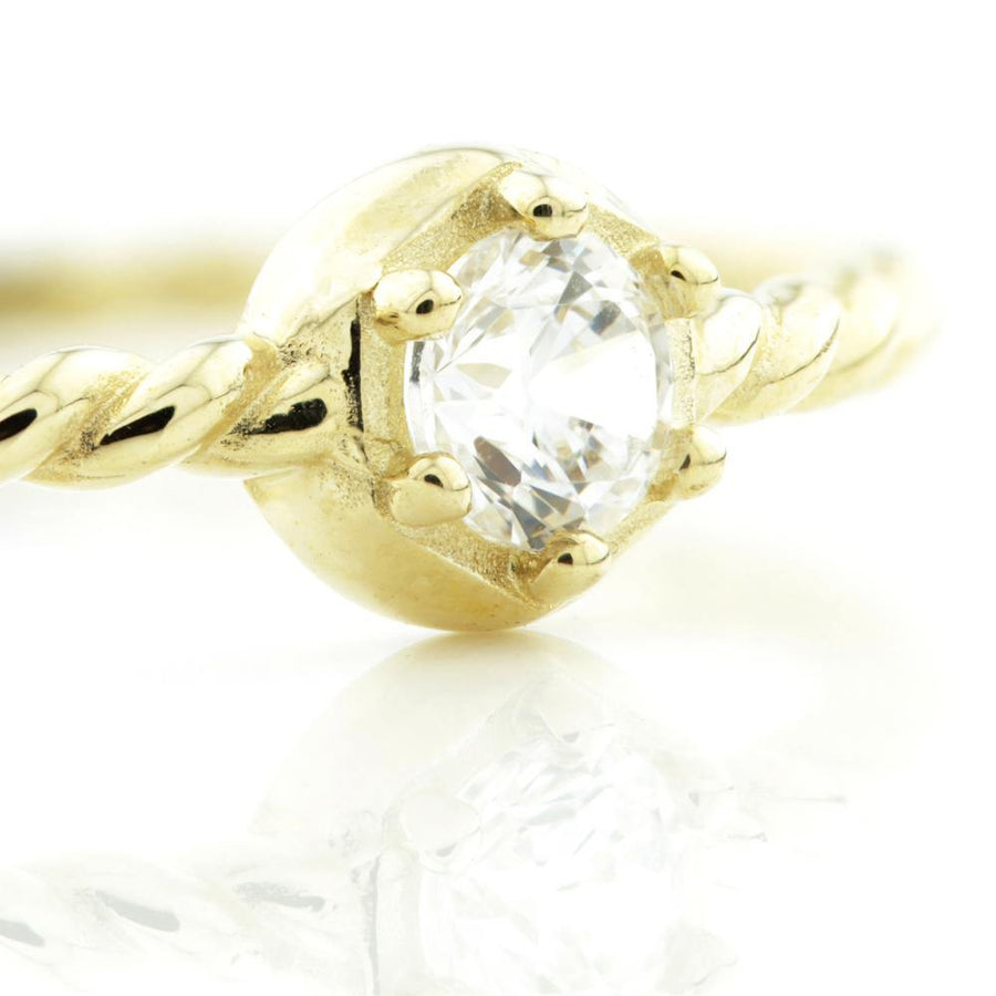 9ct Gold Hexagon Crystal Stacking Ring - ZuZu Jewellery