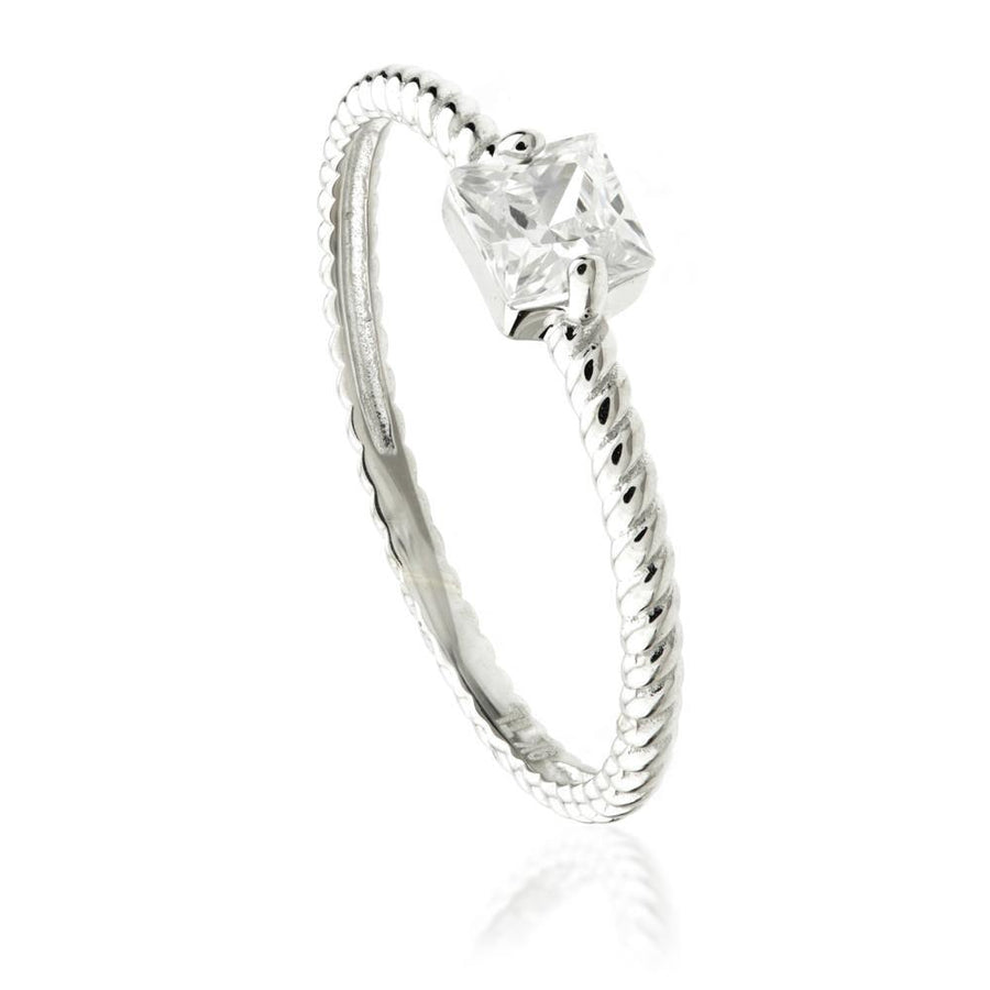 9ct White Gold Crystal Solitaire Ring - ZuZu Jewellery