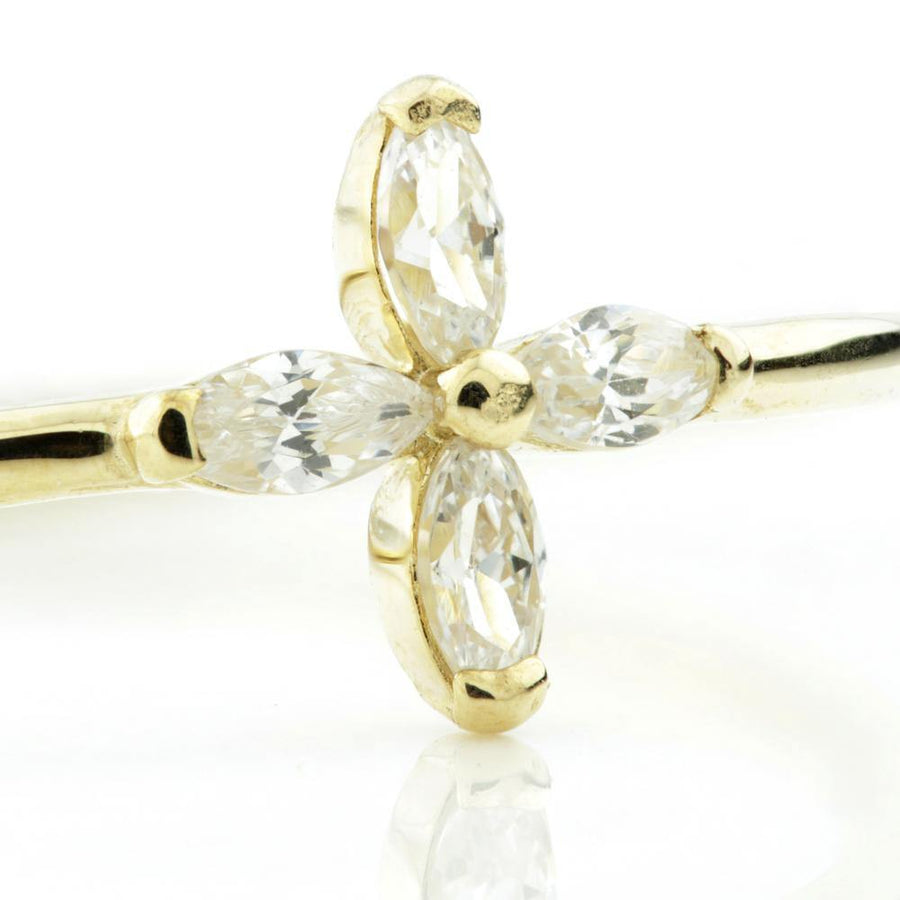9ct Gold Crystal Monogram Flower Stacking Ring - ZuZu Jewellery