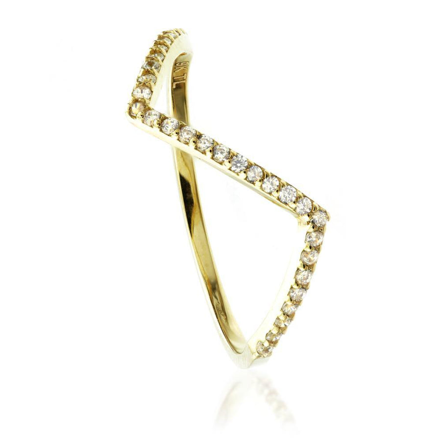 9ct Gold Crystal Chevron Stacking Ring - ZuZu Jewellery