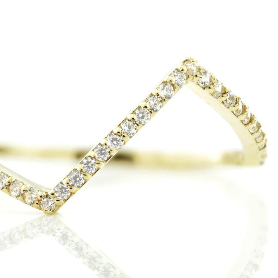 9ct Gold Crystal Chevron Stacking Ring - ZuZu Jewellery