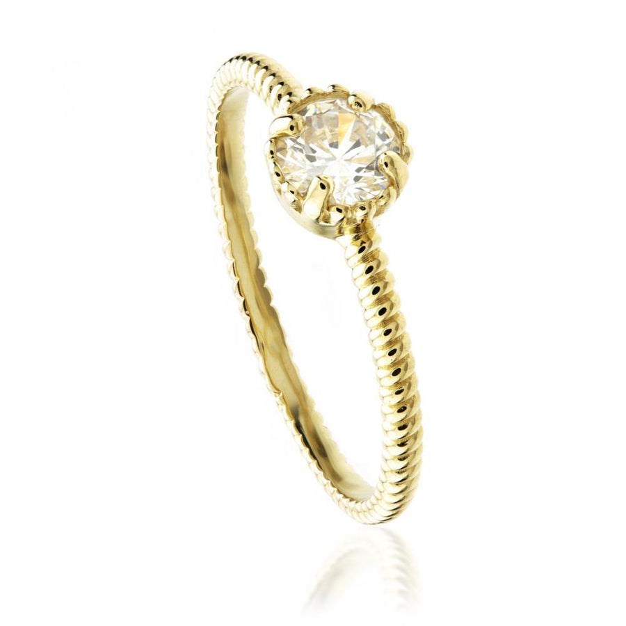 9ct Gold Round Crystal Solitaire Ring - ZuZu Jewellery