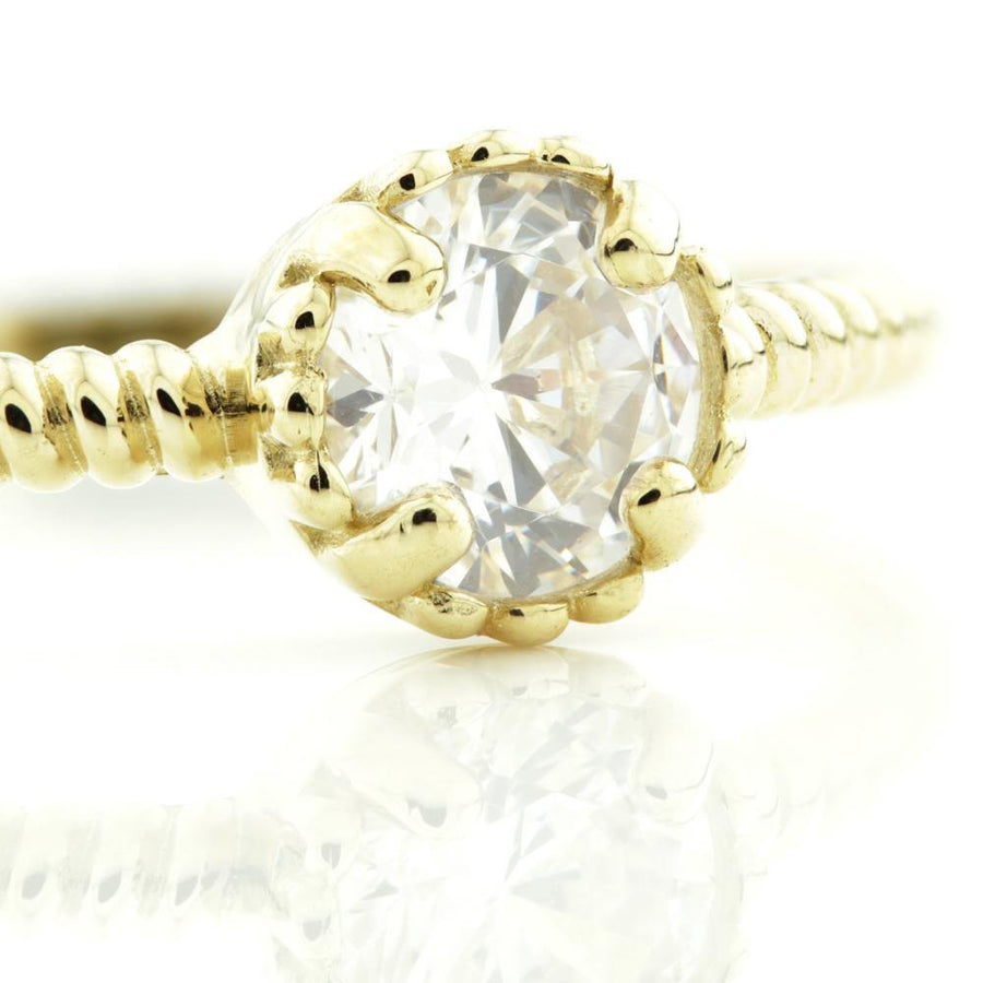 9ct Gold Round Crystal Solitaire Ring - ZuZu Jewellery