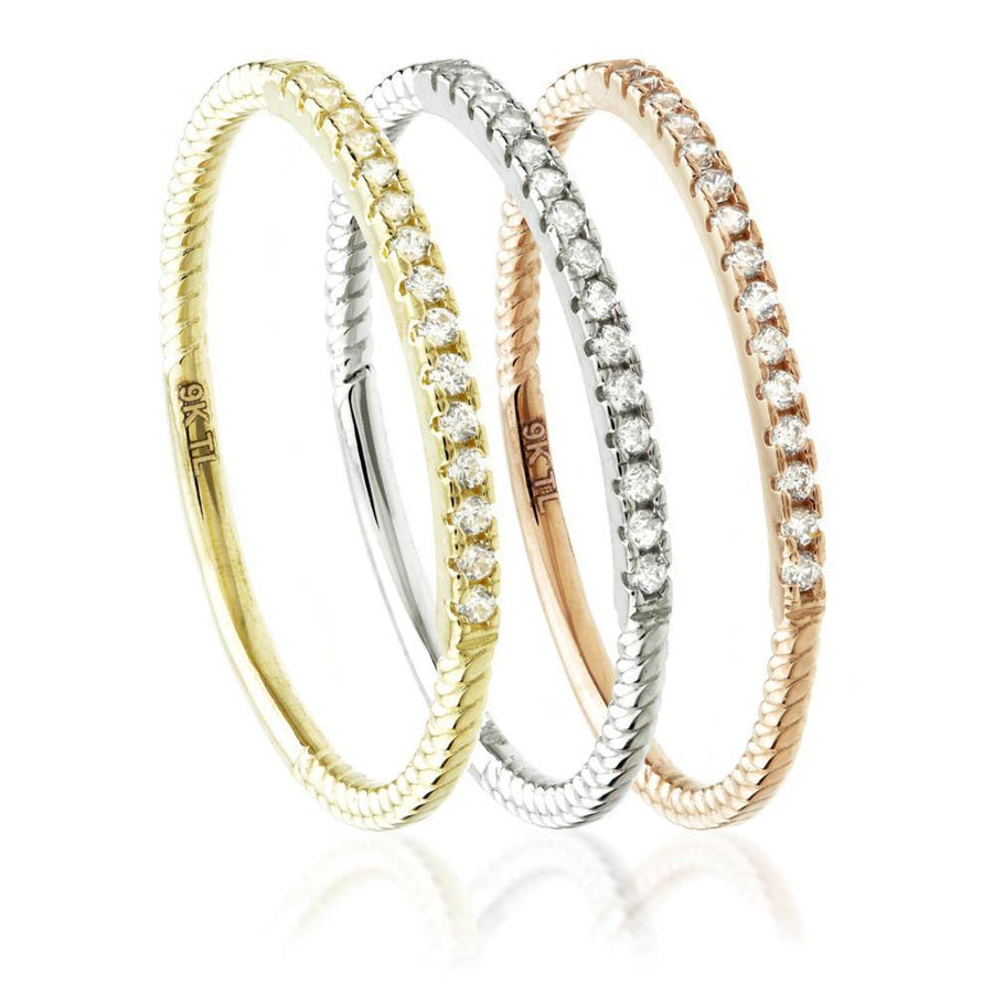 9ct Gold Crystal Triple Stacking Ring Set (3 Rings) - ZuZu Jewellery