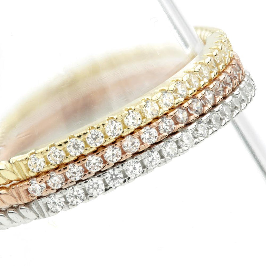 9ct Gold Crystal Triple Stacking Ring Set (3 Rings) - ZuZu Jewellery