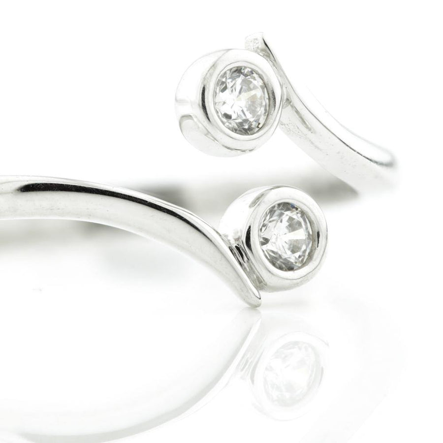 9ct White Gold Double Gem Midi Ring - ZuZu Jewellery