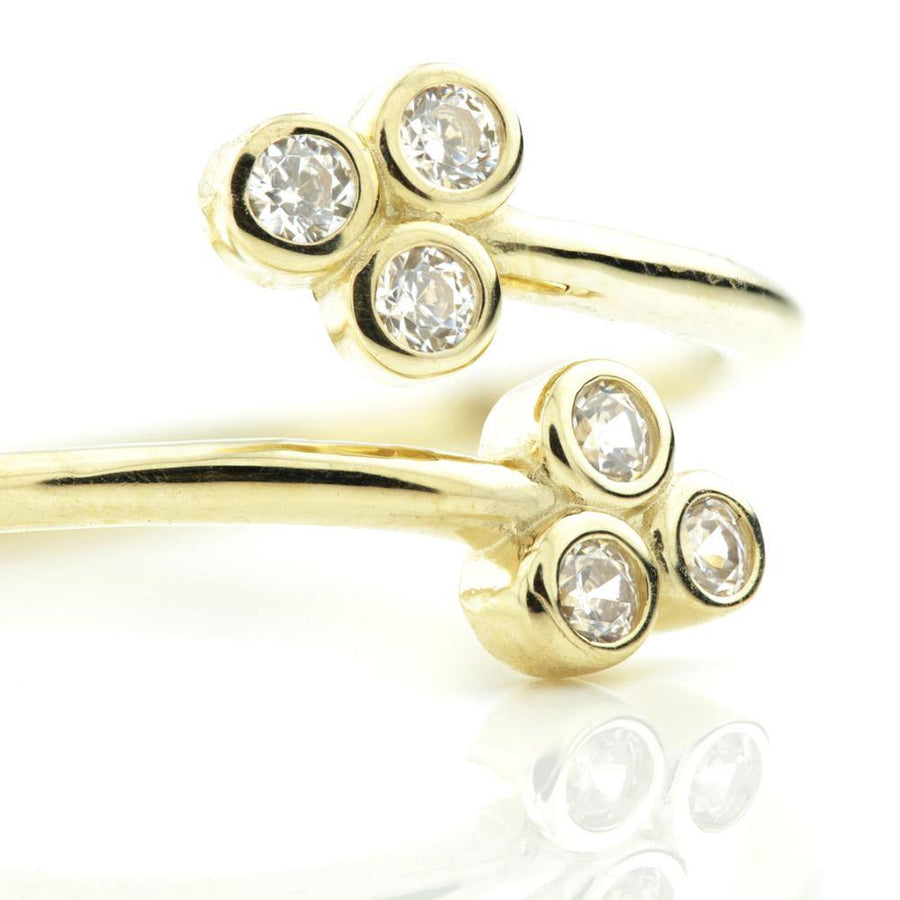 9ct Gold Triple Gem Spiral Midi Ring - ZuZu Jewellery
