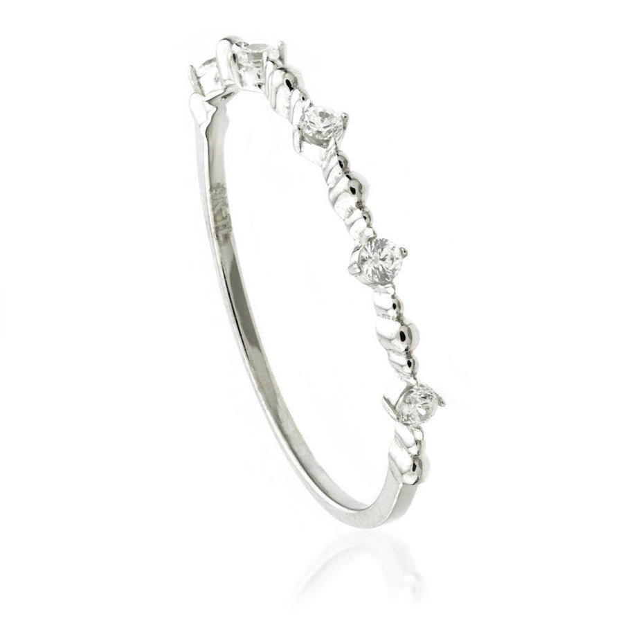 9ct White Gold Crystal Stacking Ring - ZuZu Jewellery