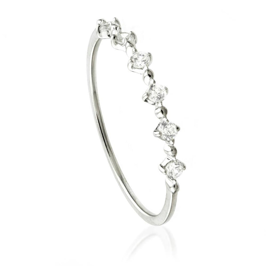 9ct White Gold Small Crystal Stacking Ring - ZuZu Jewellery