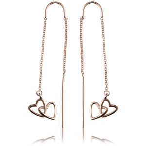 Rose Gold Linked Hearts Threader Earrings - ZuZu Jewellery
