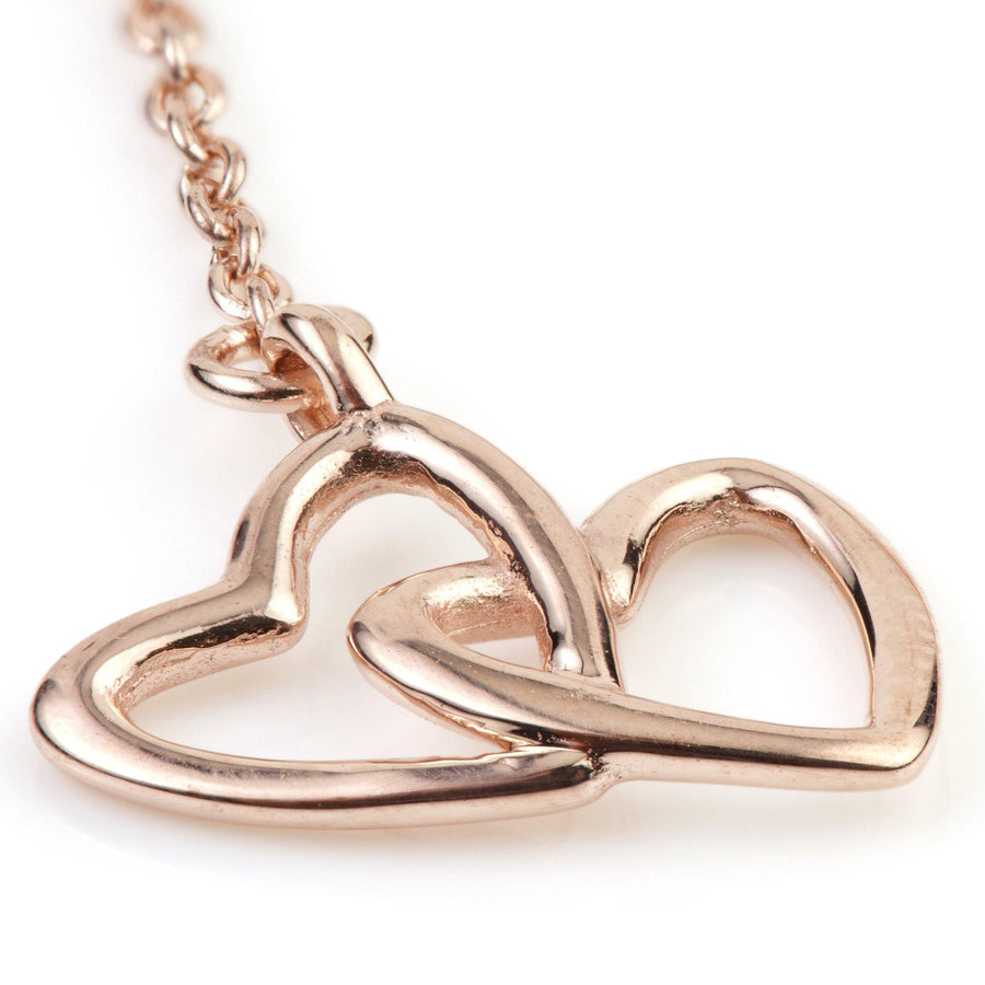 Rose Gold Linked Hearts Threader Earrings - ZuZu Jewellery