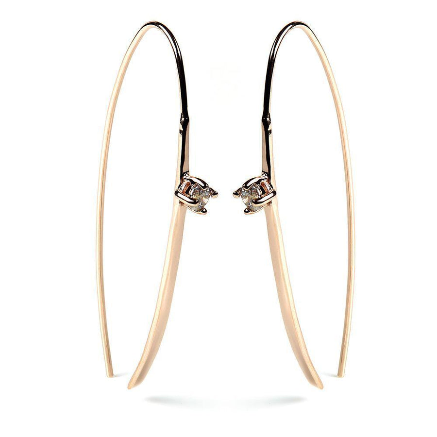 Rose Gold Crystal Pull Through Earrings - ZuZu Jewellery