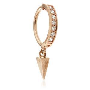 Solid Gold Oval Pave Rook Ring with Pendant - ZuZu Jewellery