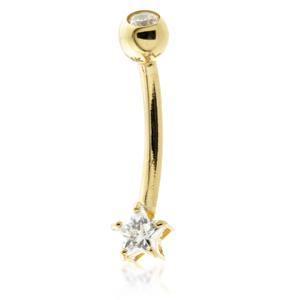 Solid Gold Rook Bar with Jewelled Star - 9ct - ZuZu Jewellery