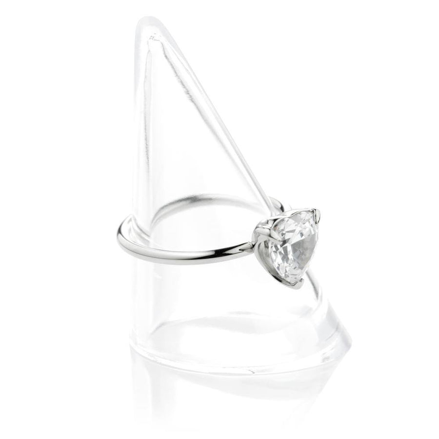 Crystal Heart Steel Solitaire Ring - ZuZu Jewellery
