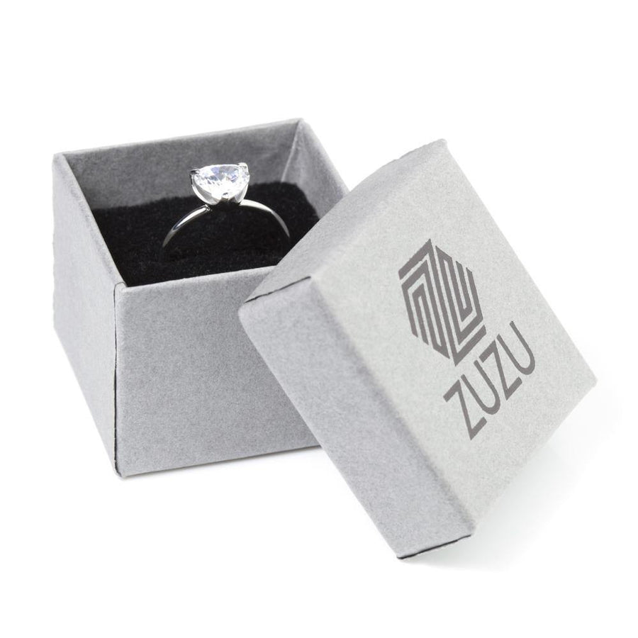 Crystal Heart Steel Solitaire Ring - ZuZu Jewellery