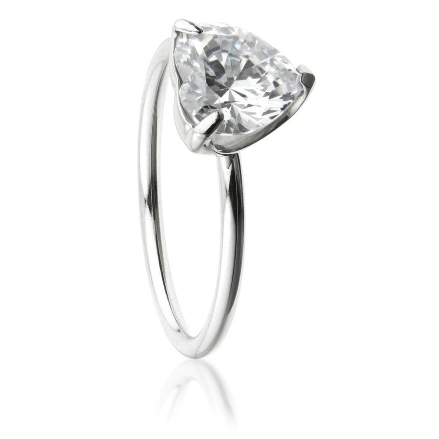 Crystal Heart Steel Solitaire Ring - ZuZu Jewellery