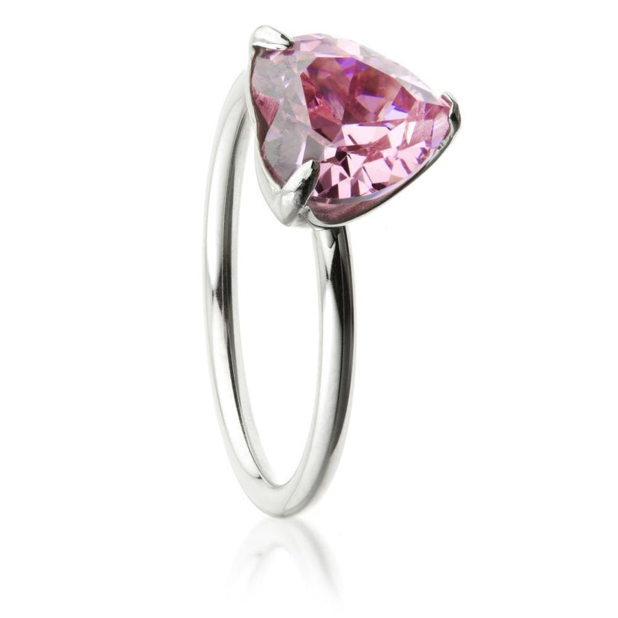 Steel Crystal Pink Heart Solitaire Ring - ZuZu Jewellery